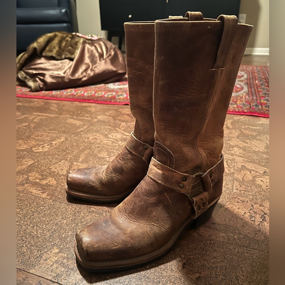 Frye Square Toe Leather Cowboy Boots